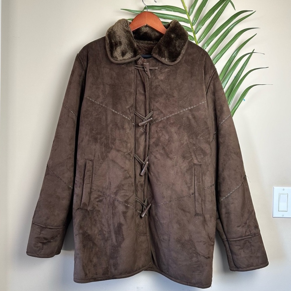 Vintage Handmade Suede & Faux Fur Chocolate Brown Jacket Large